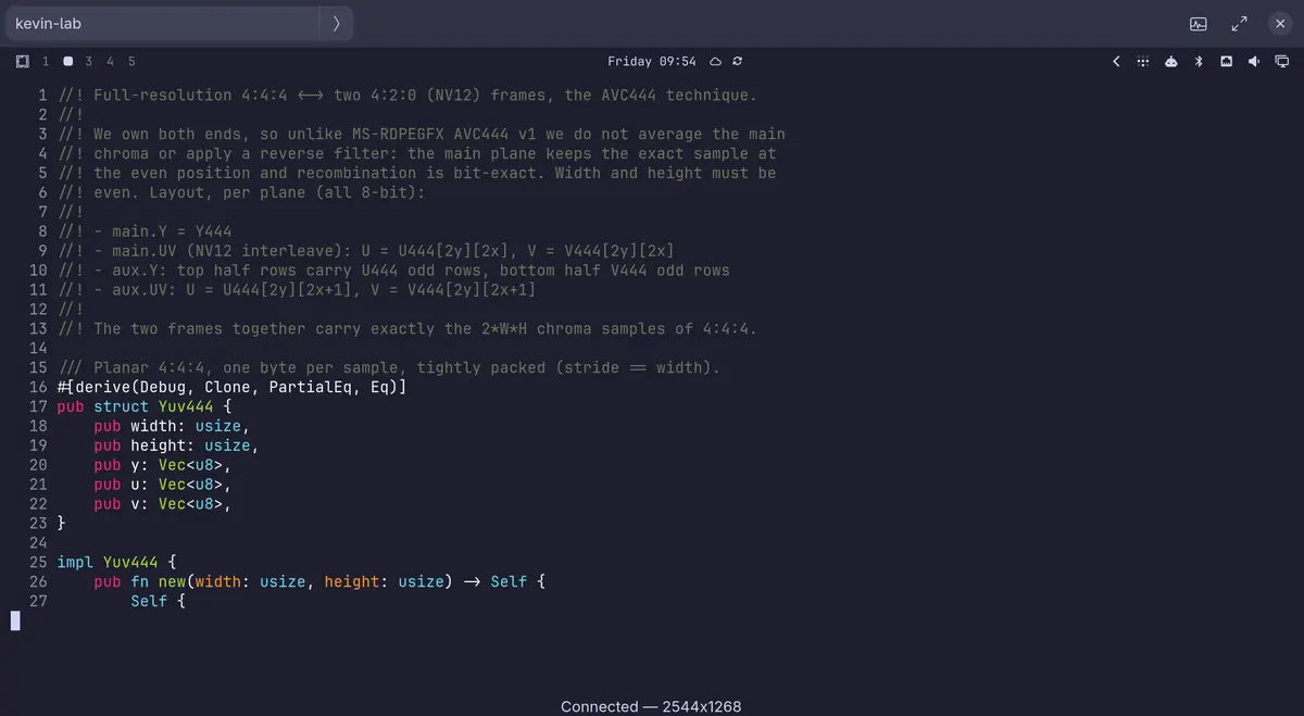 A gliff window showing a terminal on a remote machine